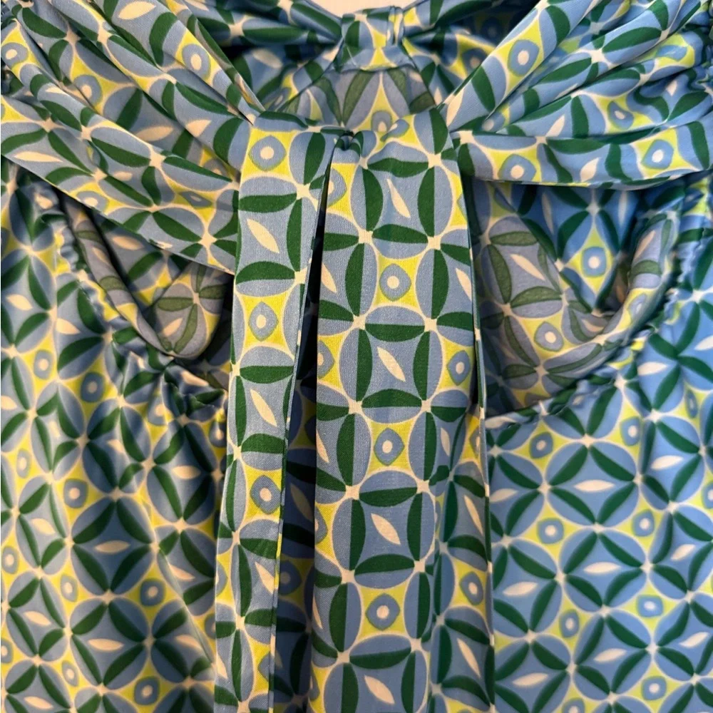 Vestique Teal and Yellow Geometric Maxi Dress - Picture 5 of 6